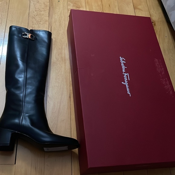 Salvatore Ferragamo Shoes - New in box.,Salvatore Ferragamo CORDO black knee high leather boots. Size 7